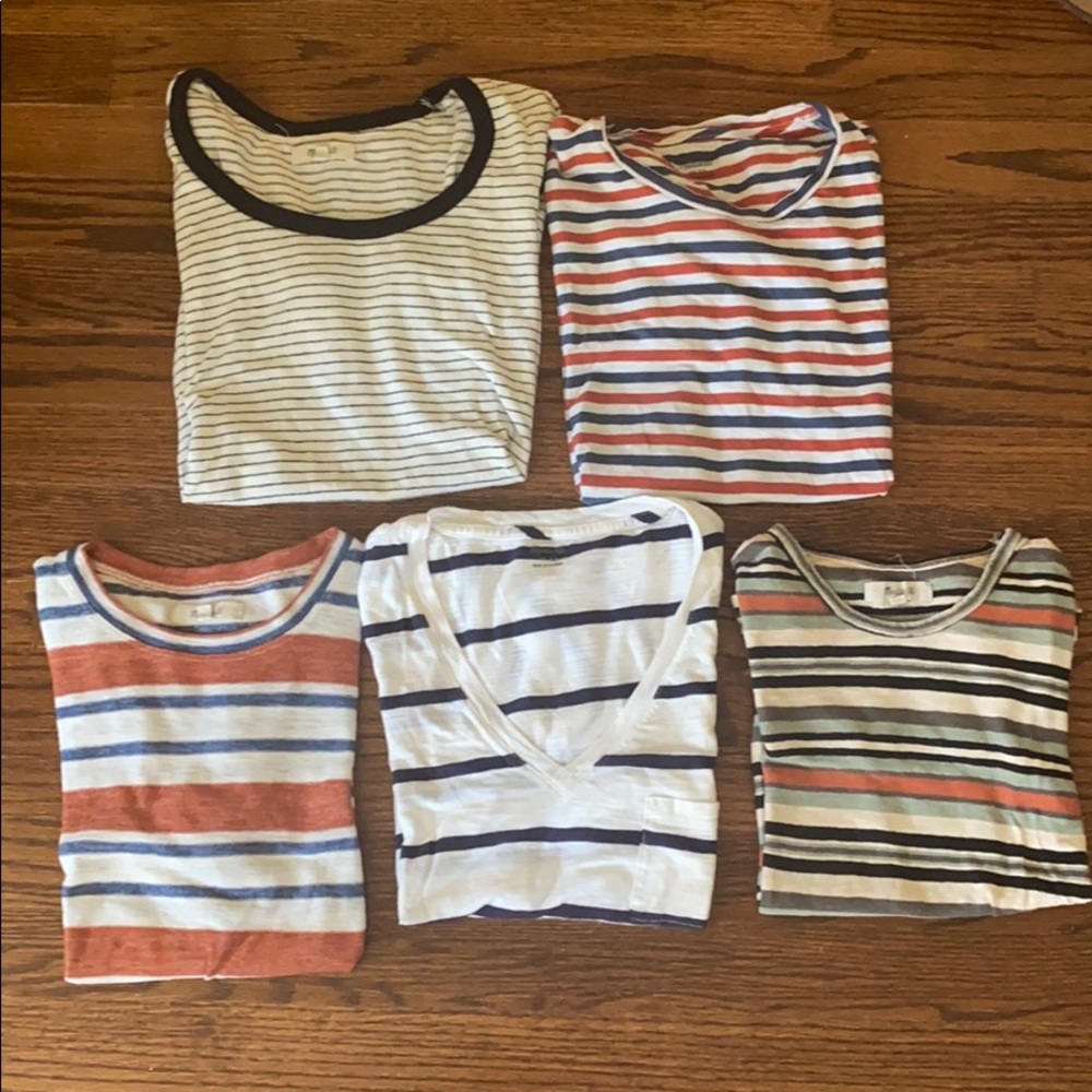 5 madewell striped tshirts sizes xs and xxs!